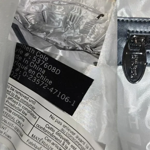 Kenneth Cole Reaction Laptop Tote Steel Blue Leather Work Business Carryall Bag - Picture 7 of 9